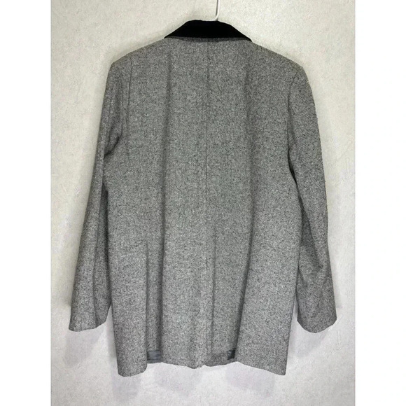 CROSS COUNTRY Vintage Women Gray Wool Blend Blazer Jacket Velvet Trim Office 20T - Picture 3 of 10